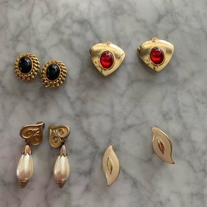 Lot of 4 Pairs of Clip Earrings - Vintage